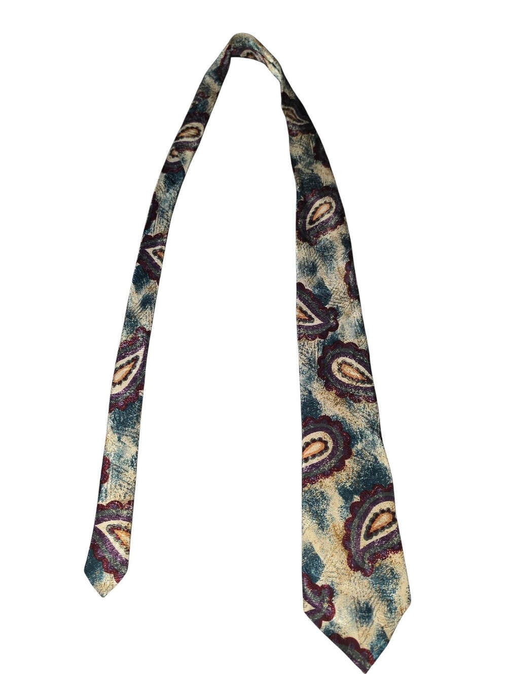6/8/47. Envoy Paisley Silk Tie in Teal and Burgundy - Men Accessories